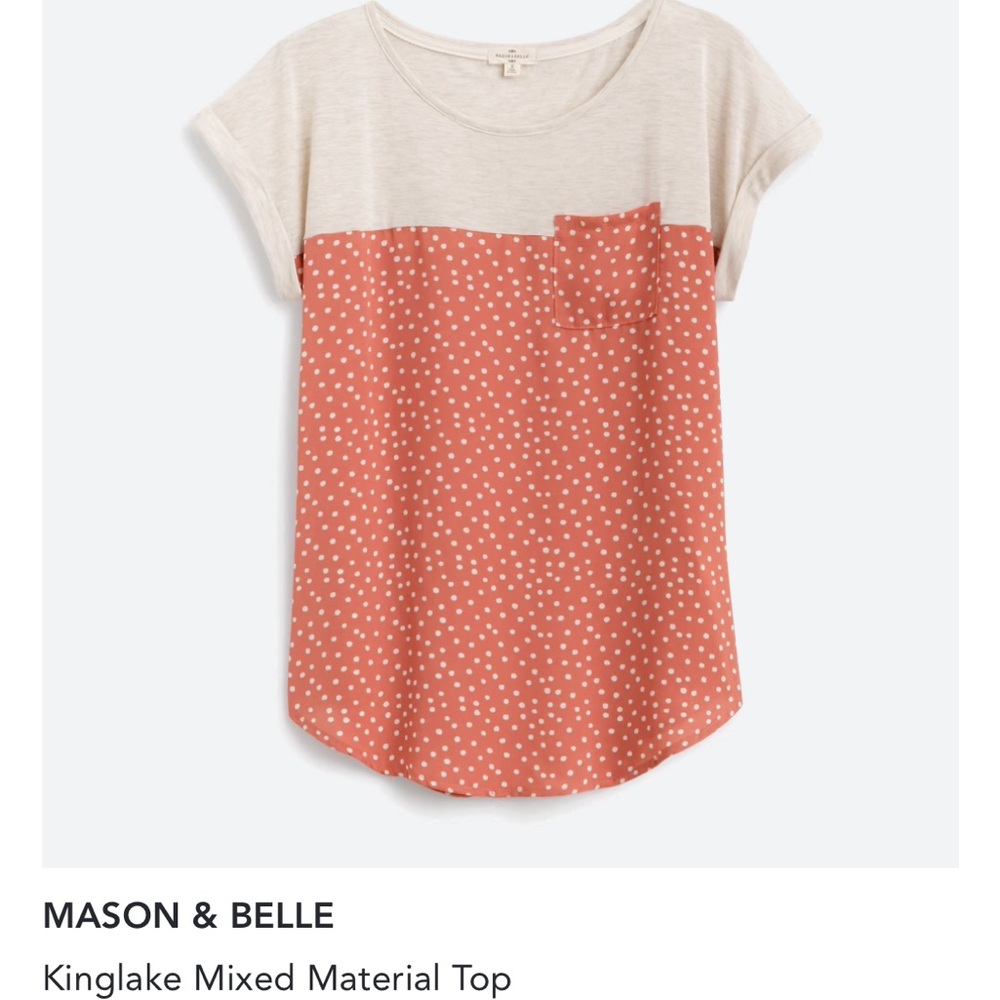 Short sleeve mixed media Stitch Fix top, size Large